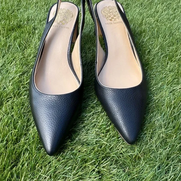 Vince Camuto Hamden Slingback Pump 7M / 37.5 Black Leather - Picture 13 of 16